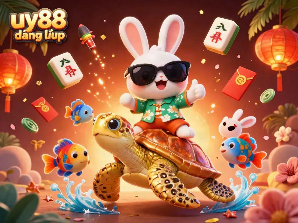 Join the fun with uy88 đăng nhập as the lucky rabbit and golden turtle delight in a colorful casino adventure!