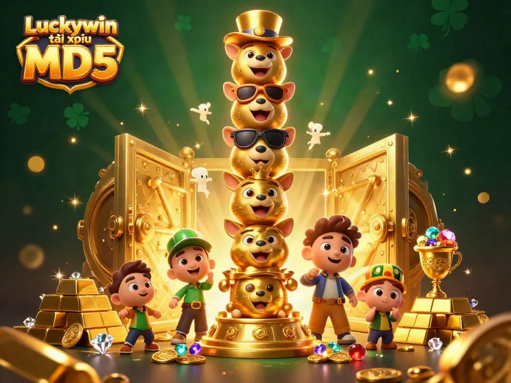 Experience the thrill of Luckywin tài xỉu MD5 with this vibrant 3D casino illustration.