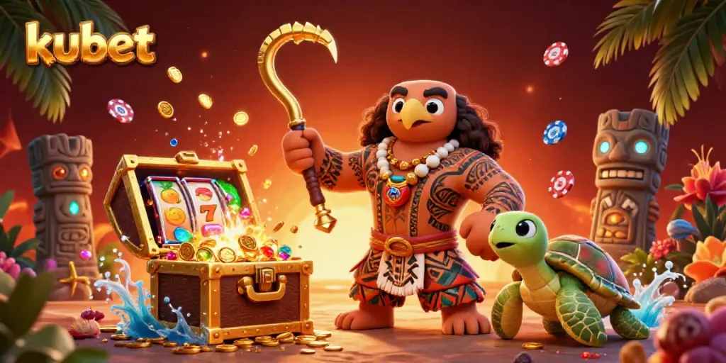 Engage in the thrilling world of kubet with vibrant casino elements animated around dynamic characters.