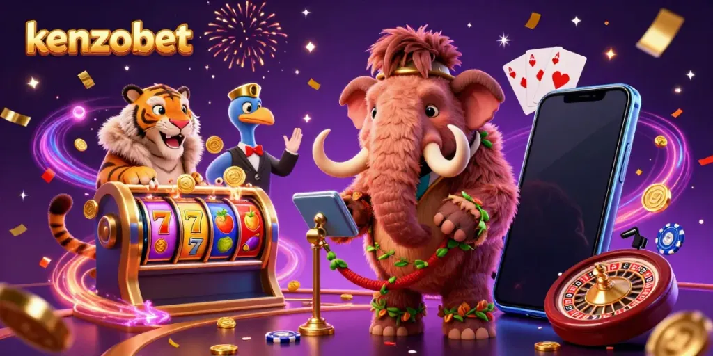 Experience entertainment at kenzobet with colorful slot games and dynamic casino characters.