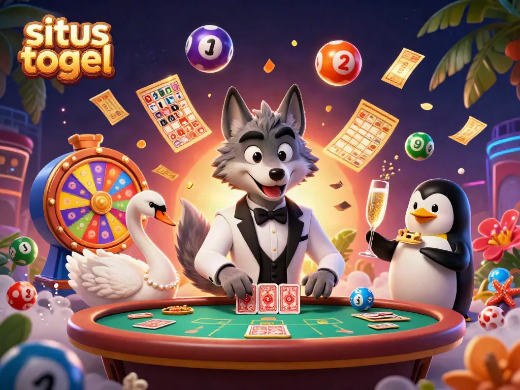 Experience situs togel excitement with vibrant lottery balls, elegant characters, and casino atmosphere.