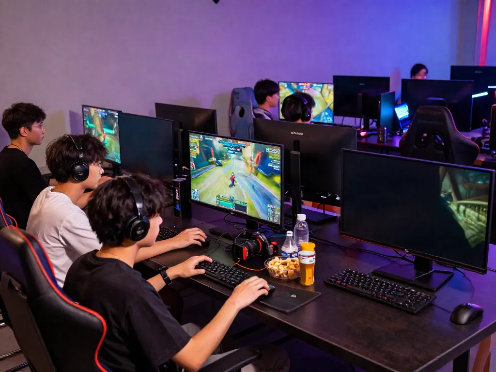 Hitclub gaming community engaging in multiplayer action in a vibrant entertainment space.