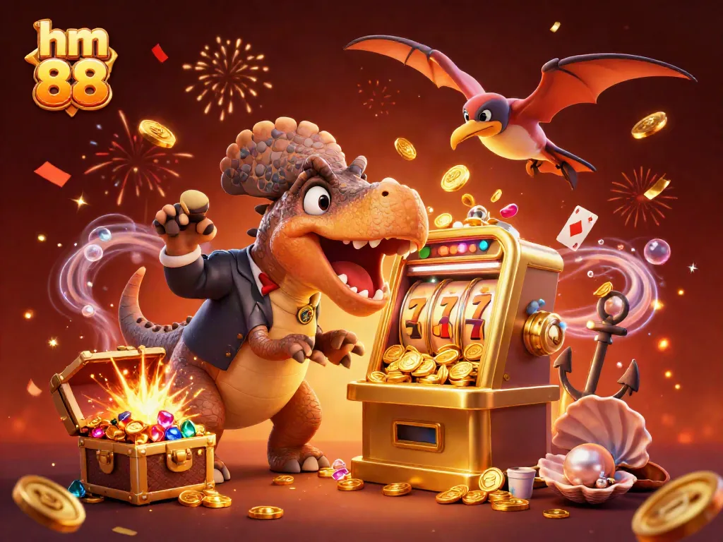 Experience the thrilling jackpot action of hm 88 as the pachycephalosaurus hits a golden slot machine