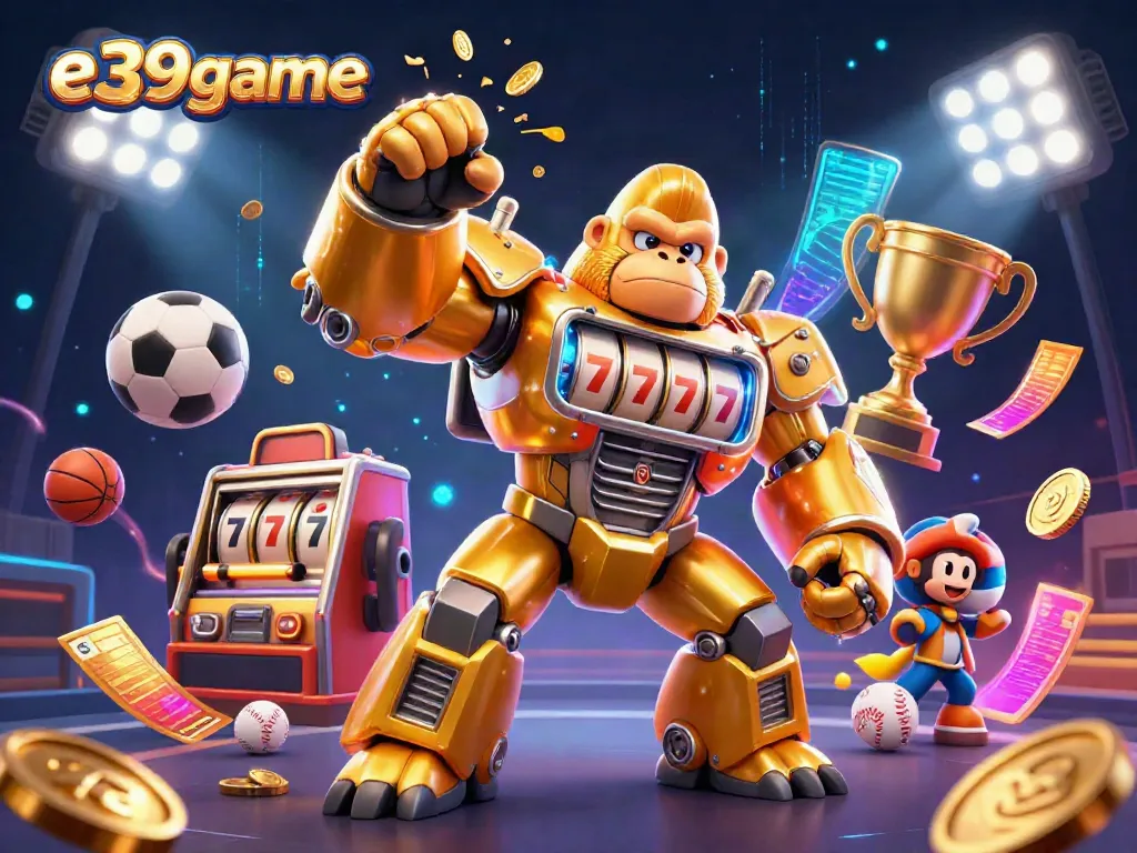 Experience thrilling gameplay with e39game's golden gorilla mech and dynamic sports elements.