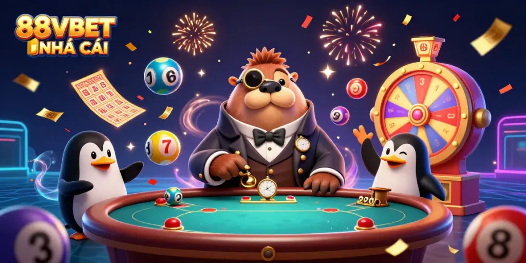 88VBET NHÀ CÁI showcases an engaging underwater poker scene with vibrant gaming elements and lively characters.