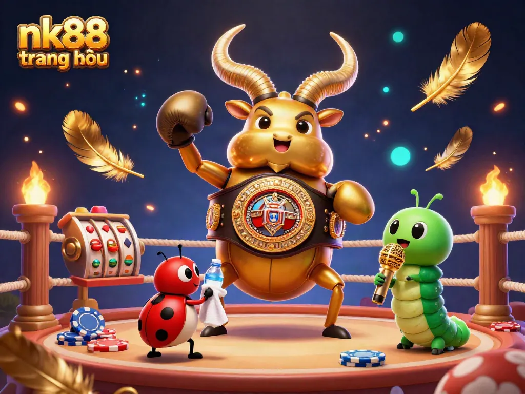 Battle your way to victory at nk88 trang chủ with a colorful and dynamic gambling-themed illustration featuring an epic showdown.