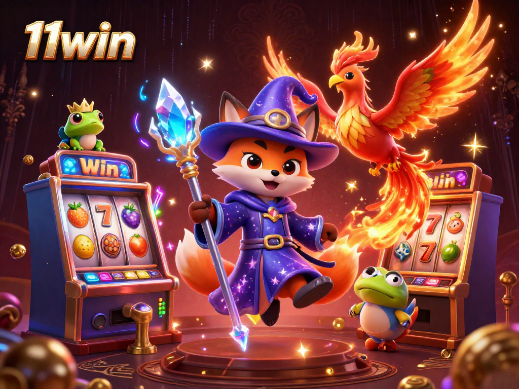 Experience exciting wins at 11win through this vibrant 3D slot illustration.