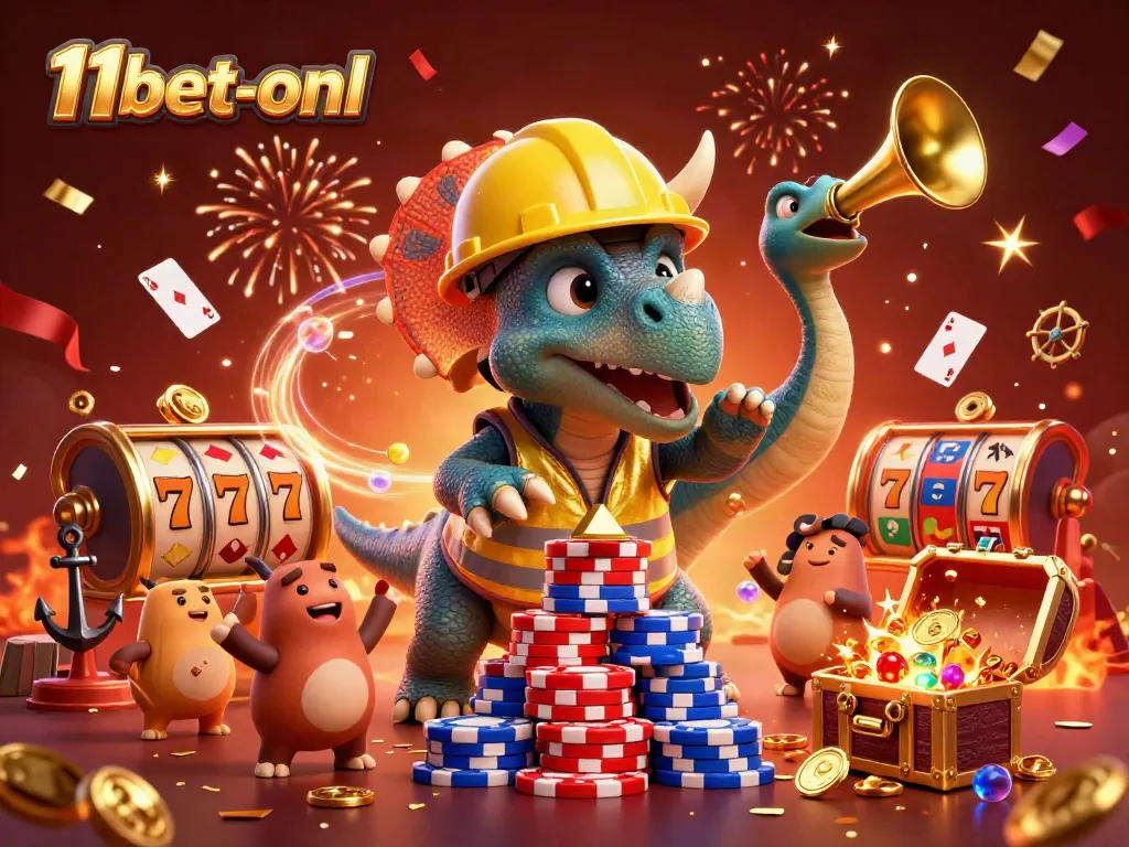 Engage in thrilling gaming with 11bet-onl as cute characters build poker chip towers.
