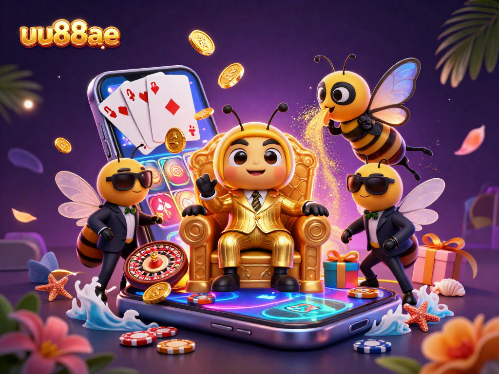 Experience thrilling gambling action with uu88ae as colorful games surround 3D cartoon characters in a vibrant casino