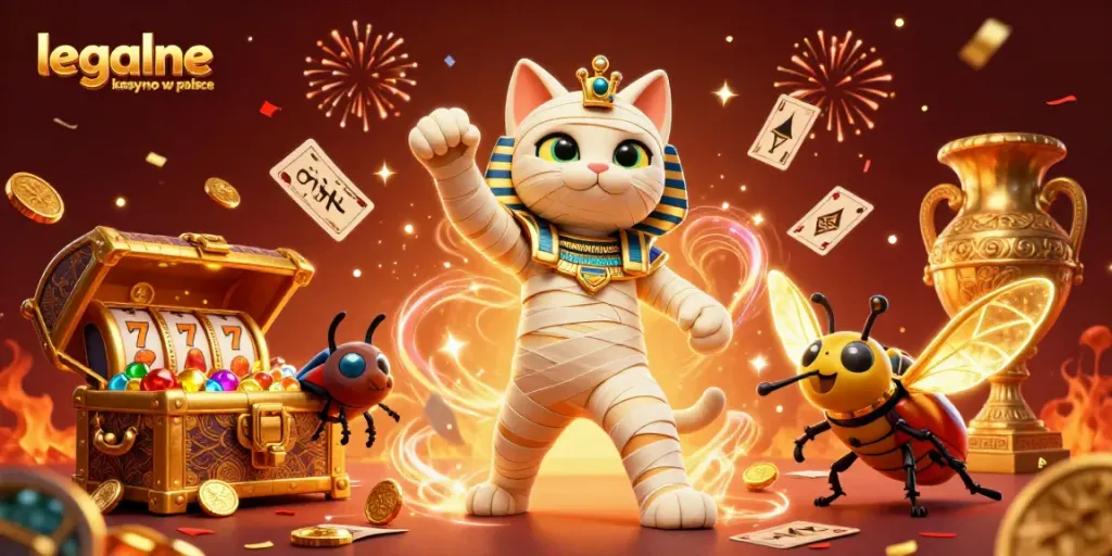 Experience legalne kasyno w polsce with a vibrant 3D illustration of gaming excitement and energy.