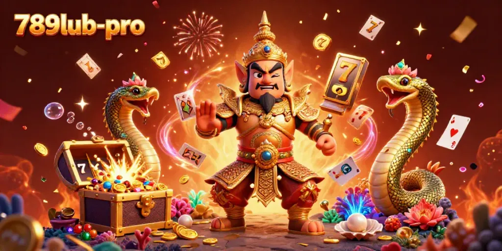 Experience the excitement of 789lub-pro with vibrant slot reels and a dynamic temple guardian.
