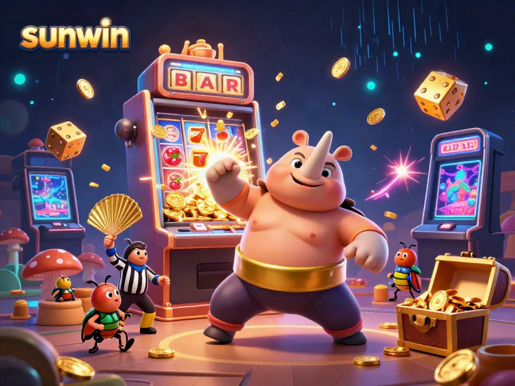 Experience excitement with sunwin through a vibrant 3D casino scene with dynamic characters and rich game elements.