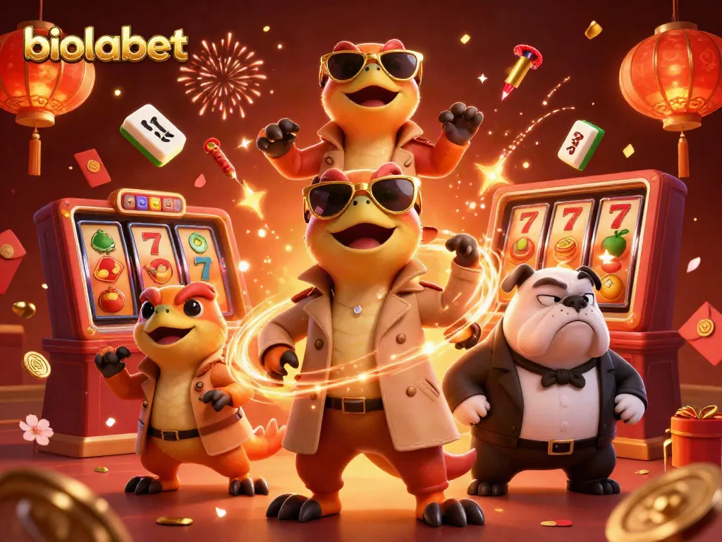 Enjoy gaming excitement with biolabet in a vivid VIP casino scene, featuring playful raptors.
